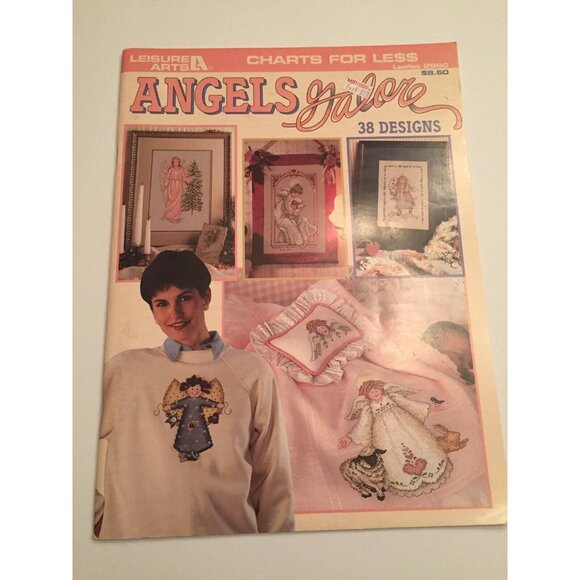 Angels Galore Cross Stitch Pattern Book 38 Designs Leisure Arts 2960 Vintage - Picture 12 of 13